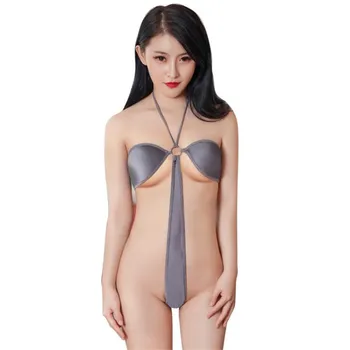 Sexy bikini costume de baie femei costume de baie o piesă biquini bikini culoare Solidă Gras pânză Ștreangul Șir de Cruce de metal inel de Plaja