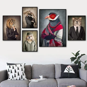 Moda Leu, Câine, Elefant, Păsări Lup Arta De Perete Panza Pictura Nordică Postere Și De Imprimare Animale Imagini De Perete Pentru Living Decorul Camerei