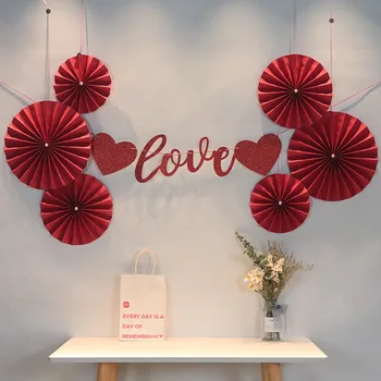 2021 nou Chinezesc alb perla flori de hârtie fan sala de nunta de fundal decorare perete popi roșii dragoste fan de hârtie flori pentru petrecere