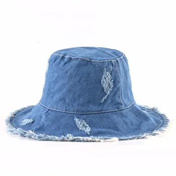 TQMSMY de Vară, pălării de Soare pentru femei Pescar capac femei Spălate denim Găleată Pălărie Doamnelor Margine Largă ciucure Plaja capace de bumbac os