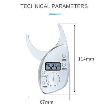 Grăsime corpul Etrierului 0-50mm Grăsime Digital cu Analizor de Monitoare Piele Musculare Tester Digital cu LED-uri de Afișare Profesionale de Grăsime Plicometer Monitor