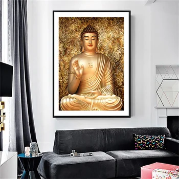 Aur Culoare Panza Pictura Buddha Imprimate Imprimarea Acasă Decor De Perete De Arta Tablou Fara Rama Panza Printuri