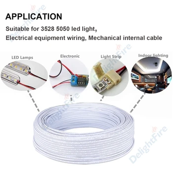 Alb Cabluri Electrice de Cupru Cositorit Firul Izolat 2pin AWG 22 PVC Extensia Benzi cu LED-uri de Cablu Pentru Boxe Audio 5050 2835 Benzi