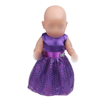 43 cm baby dolls Rochie nou-violet la Modă printesa rochie de seara jucarii pentru Copii fusta se potrivesc American de 18 inch Fete papusa f412