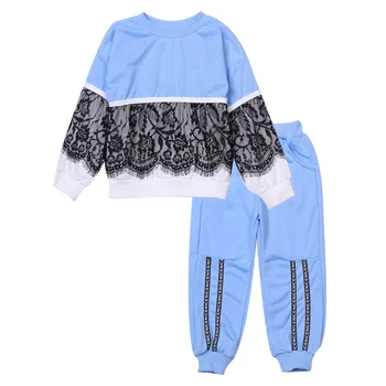 Set Haine Fete Toamna Dantela Seturi De Îmbrăcăminte Pentru Fete Din Bumbac Plin Tricou + Pantaloni Bebelus Fete Haine Copii Haine