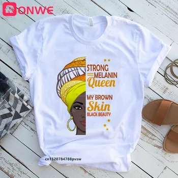 Femei Melanina T shirt Girl Sunt Un Puternic Melanina Regina tricou Negru African Fata de Luna Istoriei anilor ' 90 Îmbrăcăminte,Picătură Navă