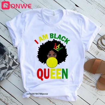 Femei Melanina T shirt Girl Sunt Un Puternic Melanina Regina tricou Negru African Fata de Luna Istoriei anilor ' 90 Îmbrăcăminte,Picătură Navă