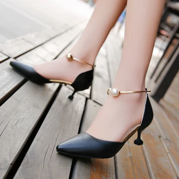 Perla Scăzut Pompe De Vară Subliniat Pantofi De Partid Scăzut Pantofi Cu Toc Femei Sexy Negru Tocuri Roz Alb Pantofi De Mireasa Sandalha Feminina