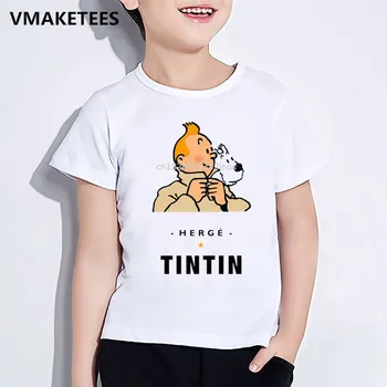 Copii Vara Maneca Scurta Fete si Baieti Amuzant tricou Copii Desene animate TINTIN Print T-shirt Casual Drăguț Haine pentru Copii,HKP5500