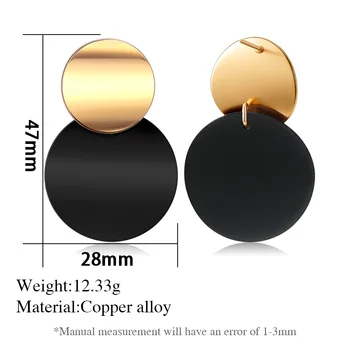 X&P Declarație Unică Negru Mat Acrilic Picătură Cercei pentru Femeile coreene Aur de Metal Rotund Legăna Cercei 2020 Moda Bijuterii