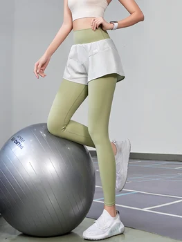 Sport, colanti pentru femei talie mare fals din două piese care rulează pantaloni de toamnă și de iarnă de formare uscare rapidă yoga de fitness pantaloni