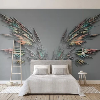 Modei moderne 3D Relief Aripi Pene Murală Tapet Living, Dormitor, Abstract, Arta, Fundal Autocolant Perete rezistent la apa Mural