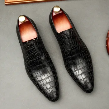 2020 Bărbați Rochie Pantofi Mocasini De Crocodil, Model Negru Din Piele Pantofi Casual Pentru Barbati Costum De Lux Formale Piele Naturala Pantofi Rochie