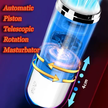 Complet Automat Cu Piston Telescopic Rotație De Sex Masculin Masturbator Cupa Adult Sex Toys Vaginul Real Suge Vibratorul Handsfree Mașină De Sex