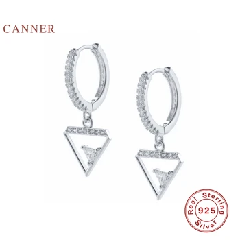 CANNER Cercei Pentru Femeile Reale Argint 925 Nou Triunghi Cercei Cercuri Zircon Diamant coreeană Bijuterii Aretes De Mujer