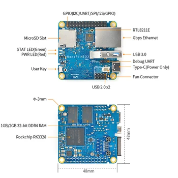 FriendlyElec Nanopi NEO3 Mini Placa de Dezvoltare(SBC) RK3328 port Gigabit Ethernet 1GB/2GB RAM DDR4 OpenWrt/Ubuntu Nanopi NEO2