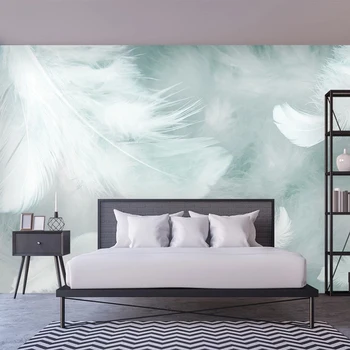 Modern, Simplu 3D Acuarelă Pene Murală Tapet Living cu TV, Canapea Dormitor Artă Creativă de Fundal de Perete rezistent la apa Autocolante