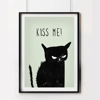 Panza Printuri Pictura Stil Nordic Furios Pisici Negre Sărută-Mă Postere De Arta De Perete Imagini De Animale Pentru Camera De Zi De Decorare Acasă