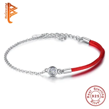 En-gros la Modă Argint 925 Fir Roșu Frânghie Brățară pentru Femei Rotunde de Cristal CZ Petrecere de Nunta Bijuterii Accesorii