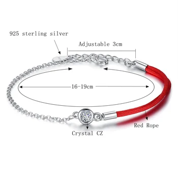 En-gros la Modă Argint 925 Fir Roșu Frânghie Brățară pentru Femei Rotunde de Cristal CZ Petrecere de Nunta Bijuterii Accesorii