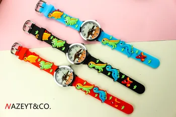 Se uita baietii față de dinozaur copii mici desene animate 3D cuarț ceas de mână student mâinile luminos silicon cadou ceas