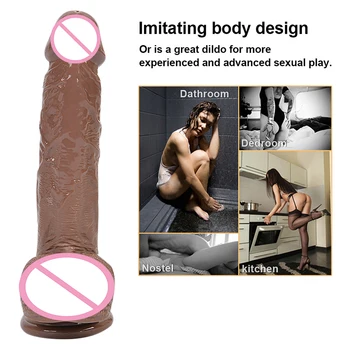 Mare Realist Vibrator Moale de sex Masculin Artificial Penis Cu ventuza Lesbiene Masturbare Adult Jucarii Sexuale pentru Femei