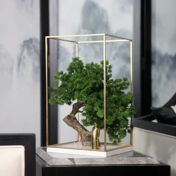 Simulare De Plante Bonsai Cu Cadru Metalic De Aur Moderne Alamă Caracter Sta Sub Copac Banyan Ornamente Decor Acasă Camera De Hotel