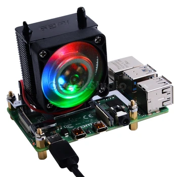 Black ICE-Turn de Răcire CPU Fan V2.0 Super disipare a căldurii 7 Culori Suport Lumina 5-strat de Caz pentru Raspberry Pi 4B / 3B / 3B+