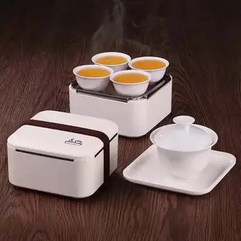 Portabil Chineză Kung Fu Set De Ceai Gaiwan Ceramica TeaSet Cu Tava Ceainic Cesti De Ceai Gaiwan Călător Teaware Teteras Portatil