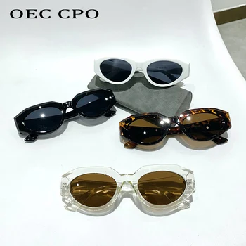 OEC CPO Punk ochi de Pisica ochelari de Soare Femei Vintage Oval Mic de Lentile de Ochelari de Soare Femei Designer de Brand Leopard Shades Ochelari de soare UV400