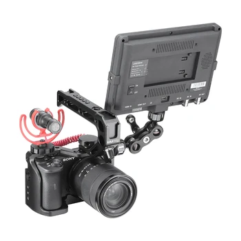 UURig Vlog Camera Cușcă pentru Sony A6600 cu 1/4 3/8 Filet Gaură de Lumină LED din Aluminiu Cușcă de Protecție pentru Microfon W Mâner de Top