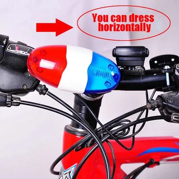 6 Led-uri de Lumină Biciclete Electronice Corn 4 Sunete Ton de Biciclete Clopot Sirenă de Poliție Trompeta pentru copii Scuter Accesorii pentru Biciclete 1 buc