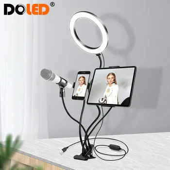 Live Stream Kit Inel de Lumina Gooseneck Cerc Lampa cu Suport pentru Microfon Smartphone Comprimat de 3 lighitng moduri pentru selfie video