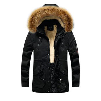 2020 Nou blana guler Bumbac căptușit jacheta Pentru barbati de mijloc și lungă de iarnă de moda casual cu glugă periat cald căptușit haine
