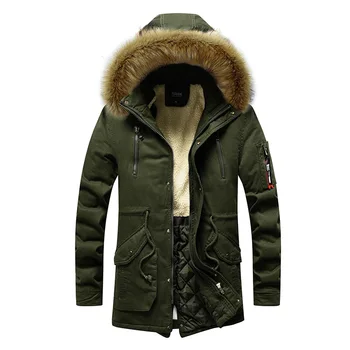 2020 Nou blana guler Bumbac căptușit jacheta Pentru barbati de mijloc și lungă de iarnă de moda casual cu glugă periat cald căptușit haine
