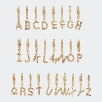 1 Buc DIY Moda Drăguț-O-z Scrisoare de Cristal Mici de Aur Hoop Cercei pentru Femei Alfabetul Moda Bijuterii 2020 Nou Cadouri de Craciun