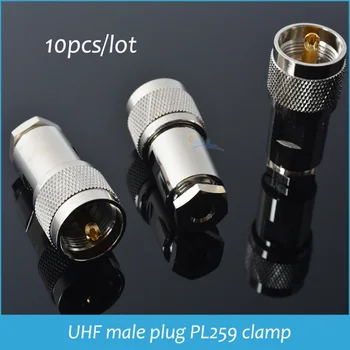 10buc UHF de sex masculin conector UHF adaptor UHF de sex masculin mufă PL259 clemă RG58 LMR195 RG400 RG142 conector RF Picătură de Transport maritim