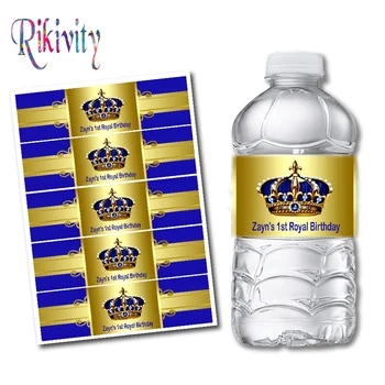 20 De Pc-Uri Personalizate Gold Crown Prince Ziua De Sticlă De Apă De Etichete De Vinuri Candy Bar Înveliș Băieți Copil De Dus La Petrecerea De Ziua Decor
