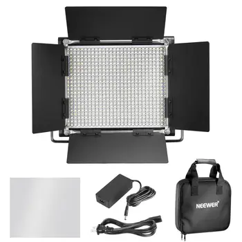 Neewer 2 Bucati Bi-color 660 Video cu LED-uri de Lumină și să Stea Kit-ul Include:(2)3200-5600K CRI 96+ Estompat Lumina cu U Suport Barndoor