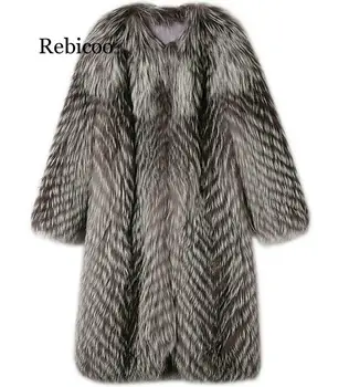 Femei Chic De Iarna Pentru Fete Uza Faux Blană De Vulpe Model Mid Haină Lungă Hanorac Jacheta De Iarnă În Aer Liber Haină De Blană Palton