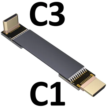 C-C HDR Scurt Mini HDMI tip C-C de tip Flat Cable Cablu de EMI Shield Unghi Drept HDMI mini Cable 2.0 4K@50/60 2160p mHDMI Cablu