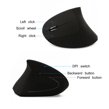 Wireless Verticală Dreapta/Stânga-handed Mouse-ul Ergonomic Mouse de Gaming 1600DPI Optic USB mouse-uri de Calculator Cu Mouse Pad Pentru Laptop PC