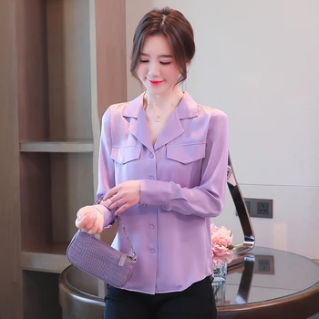 Coreea de Mătase pentru Femei Camasa Femei cu Maneci Lungi de Mătase Tricouri Femei Bluza din Satin OL Top Alb Femeie din Satin V Gâtului Bluze Topuri Plus Dimensiune