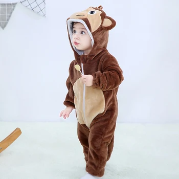 Animal maimuta Kigurumis Copil Nou-născut Romper de Iarna Cald pentru Sugari Îmbrăcăminte pentru Copii Tinuta Băieți Fete Onesie Cosplay Costum