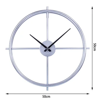 50cm Retro Simplu, Fier de Artă Ceas Tăcut Perete Ceas Pentru Decor Acasă 2020 New Sosire Ceas Agățat Decor Acasă - Argint