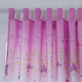 2 buc/Set Superb Fluture Roz de Imprimare Fereastră Perdea Balcon Dormitor Jumătate Opace Poliester Tesatura Cortina Decor Acasă