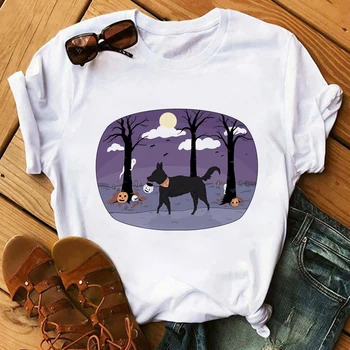 Femeile Boo Păianjen Imprimare 90 Drăguț Halloween Toamna Doamnelor T-shirt Amuzant Maneci Scurte Topuri de sex Feminin Grafic Mama Tee Shirt