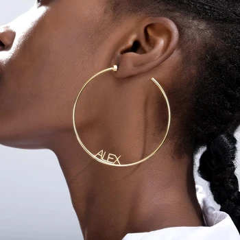 Doremi FashionStainless Personalizate Din Oțel Hoop Numele Cercei Boemia Stil Pentru Femei Hip Hop Brincos Mare Cerc În Jurul Declarație Bijoux