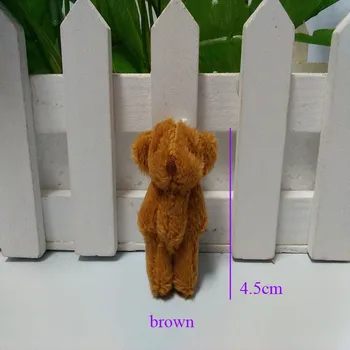 30pcs/Lot, en-Gros de 4 cm și 4,5 cm lungime Woll Comun Urs Cu Leathr Picioare Pufos Mini Ursuleț de Jucărie, Păpușă, 4 culori pentru a alege