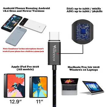 USB de Tip C Digitale Căști cu Microfon In-line de Control al Zgomotului Stereo Bass USBC Pavilioane Pentru Huawei, Xiaomi IPad Pro 2018